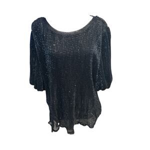 Women’s Entro Black Sequin Party Top. Size Large. NWT!